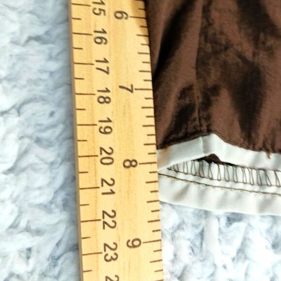 Triangle Swim Trunk Men's L. Nylon Lined 3 Pocket Faux Front Drawstring Brown... - Picture 13 of 13